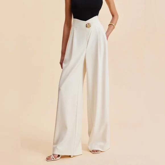 Commense Embellished High-Waist Wide-Leg Pants - Picture 1 of 11